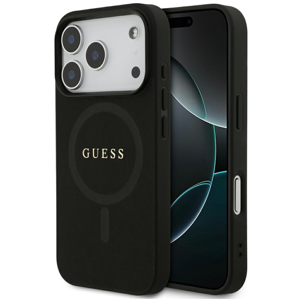 MagSafe-kotelo Apple iPhone 17 Prolle, Guess, Saffiano Classic Logo, Musta
