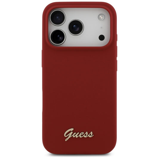 MagSafe-kotelo Apple iPhone 17 Prolle, Guess, Script Metal Logo, Punainen