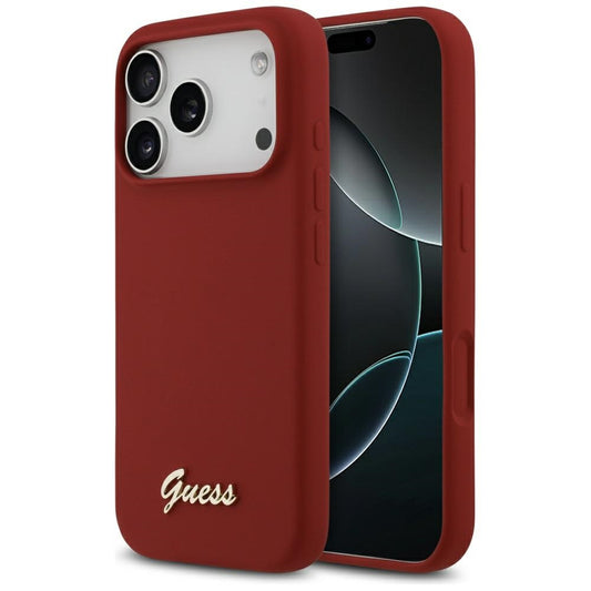 MagSafe-kotelo Apple iPhone 17 Prolle, Guess, Script Metal Logo, Punainen