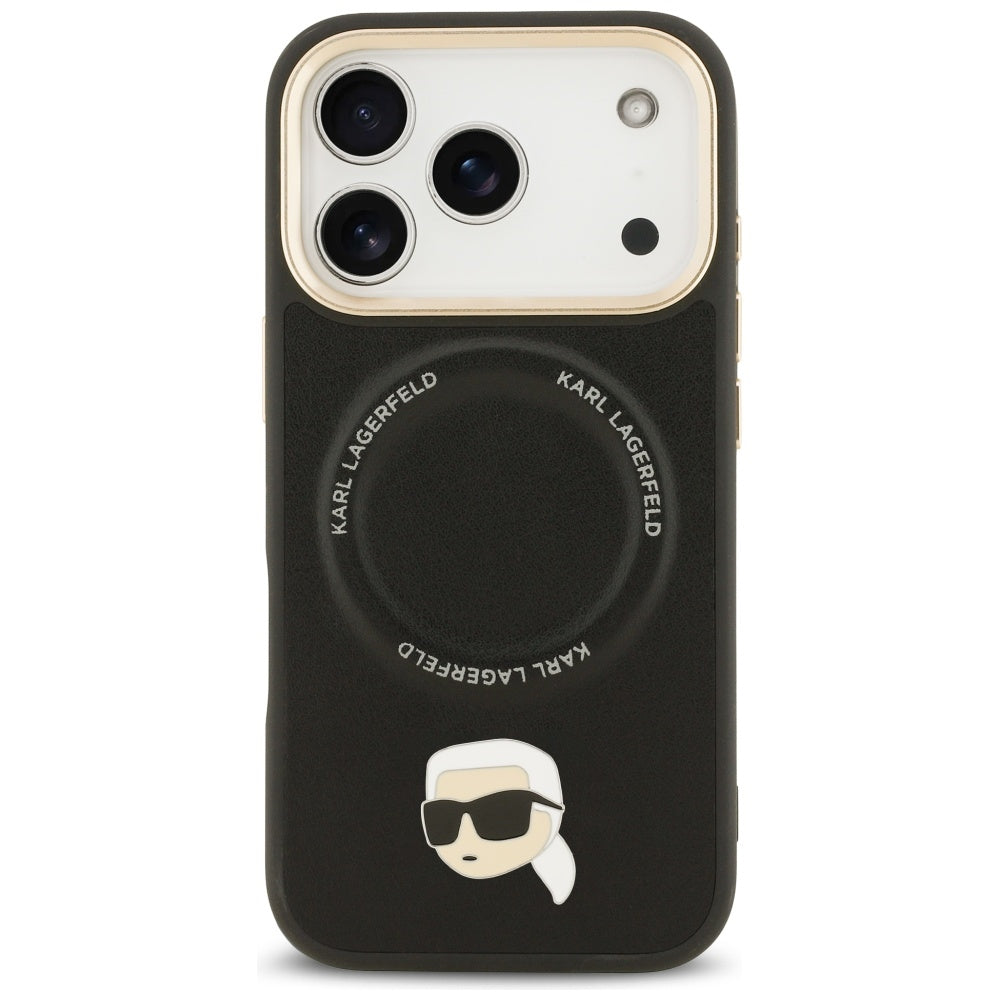 MagSafe-kotelo Apple iPhone 17 Prolle, Karl Lagerfeld, Big Strap Karl Metal Logo, Musta