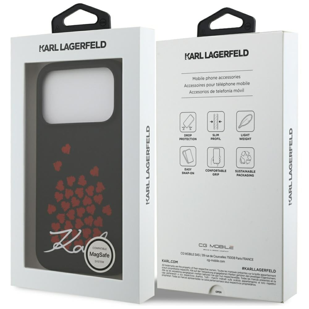 MagSafe-kotelo Apple iPhone 17 Prolle, Karl Lagerfeld, Heart Sign -logo, musta