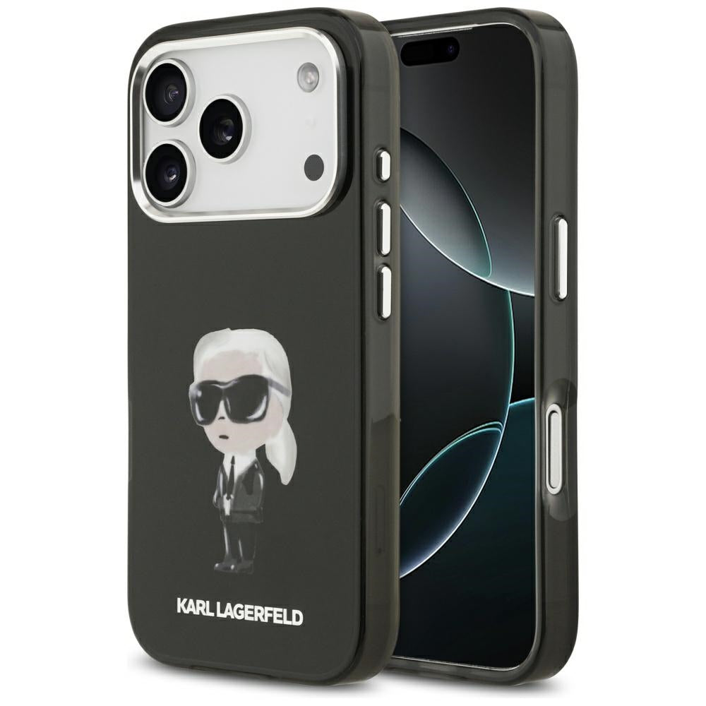 MagSafe-kotelo Apple iPhone 17 Prolle, Karl Lagerfeld, IML Aquarelle Karl Ikonik, Musta