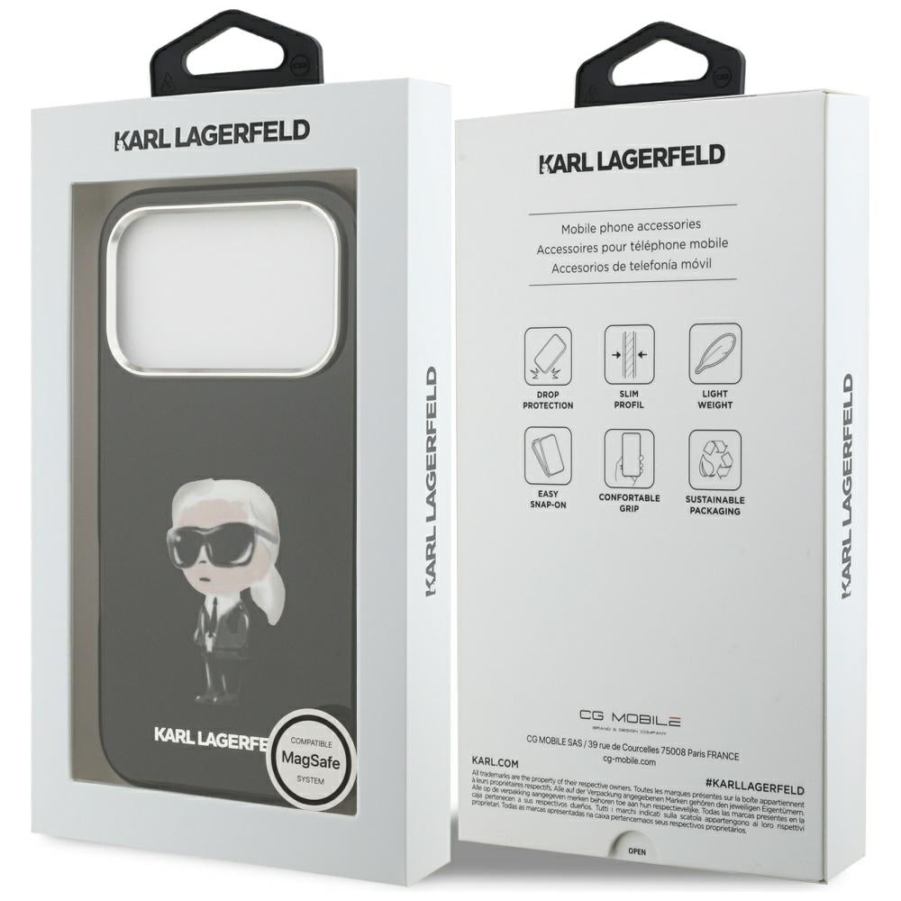 MagSafe-kotelo Apple iPhone 17 Prolle, Karl Lagerfeld, IML Aquarelle Karl Ikonik, Musta