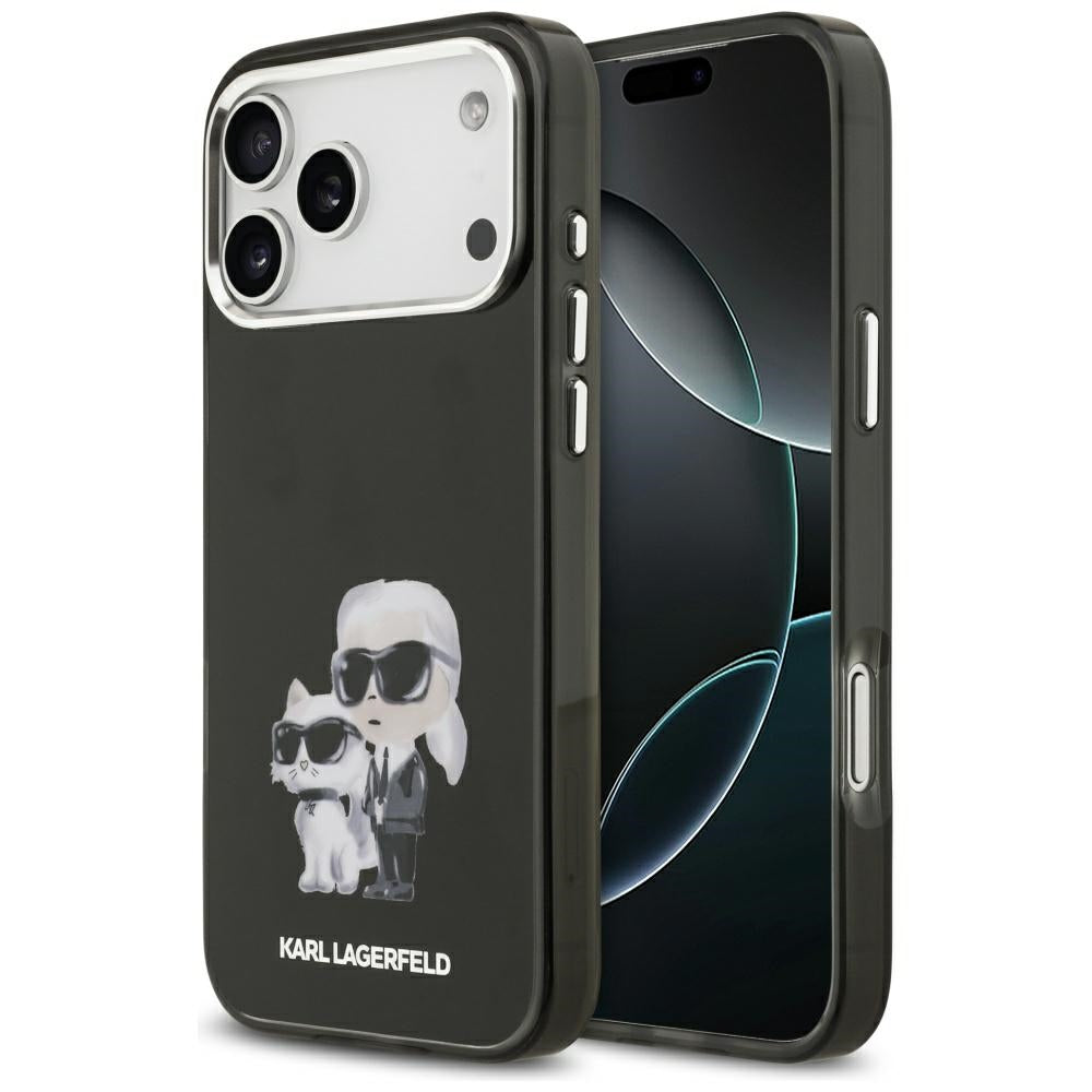 MagSafe-kotelo Apple iPhone 17 Prolle, Karl Lagerfeld, IML Aquarelle Logo Karl & Choupette, Musta