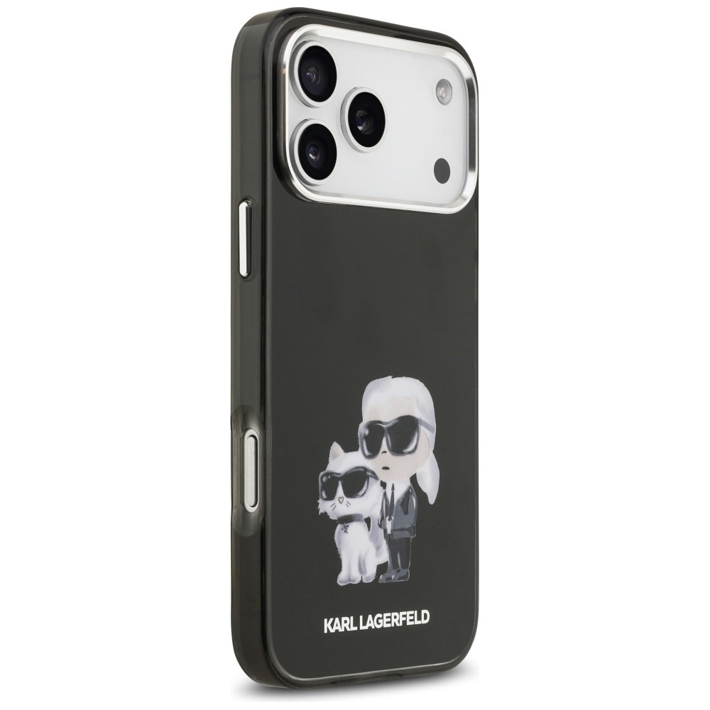 MagSafe-kotelo Apple iPhone 17 Prolle, Karl Lagerfeld, IML Aquarelle Logo Karl & Choupette, Musta