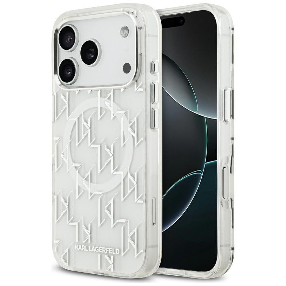 MagSafe-kotelo Apple iPhone 17 Prolle, Karl Lagerfeld, IML KL Monogram, Valkoinen