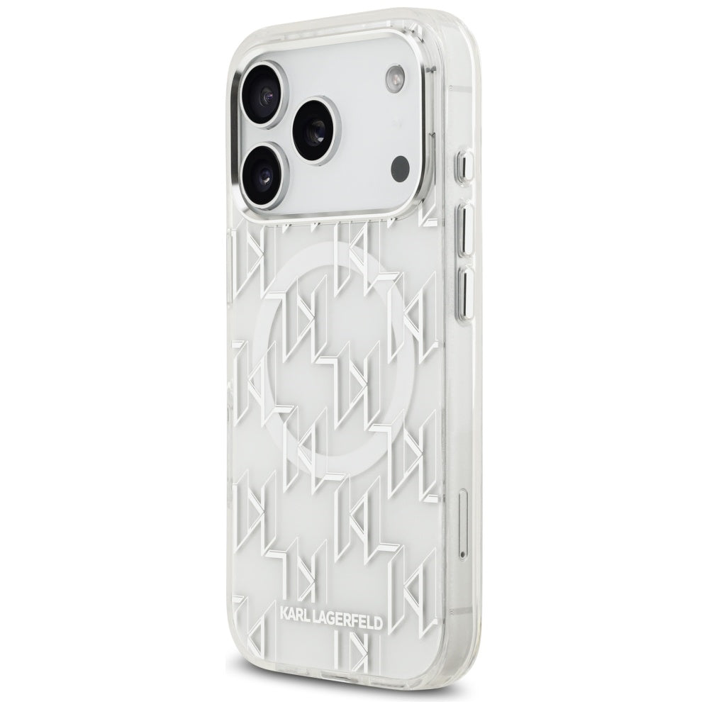 MagSafe-kotelo Apple iPhone 17 Prolle, Karl Lagerfeld, IML KL Monogram, Valkoinen