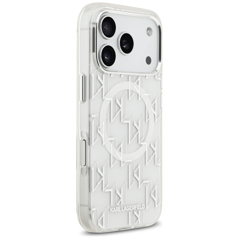 MagSafe-kotelo Apple iPhone 17 Prolle, Karl Lagerfeld, IML KL Monogram, Valkoinen