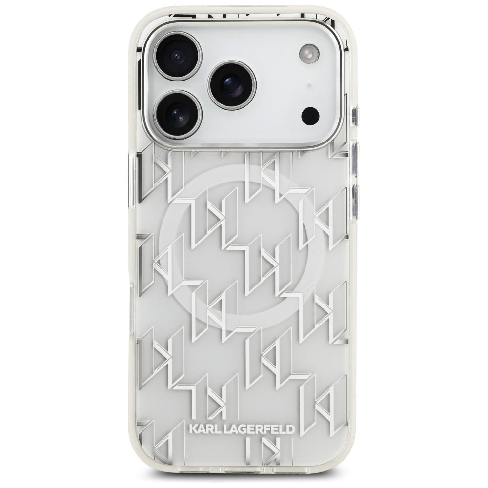 MagSafe-kotelo Apple iPhone 17 Prolle, Karl Lagerfeld, IML KL Monogram, Valkoinen