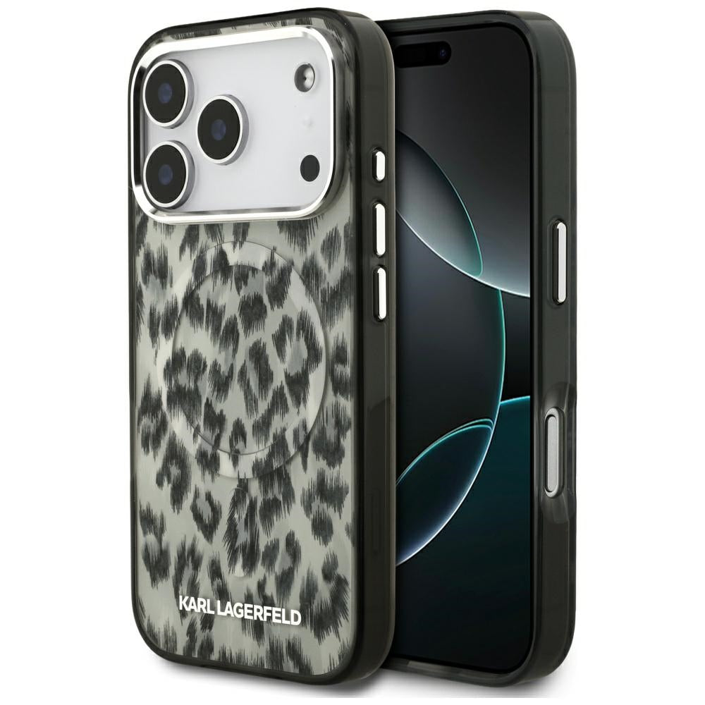MagSafe Case for Apple iPhone 17 Pro, Karl Lagerfeld, IML Leopard Pattern, Brown