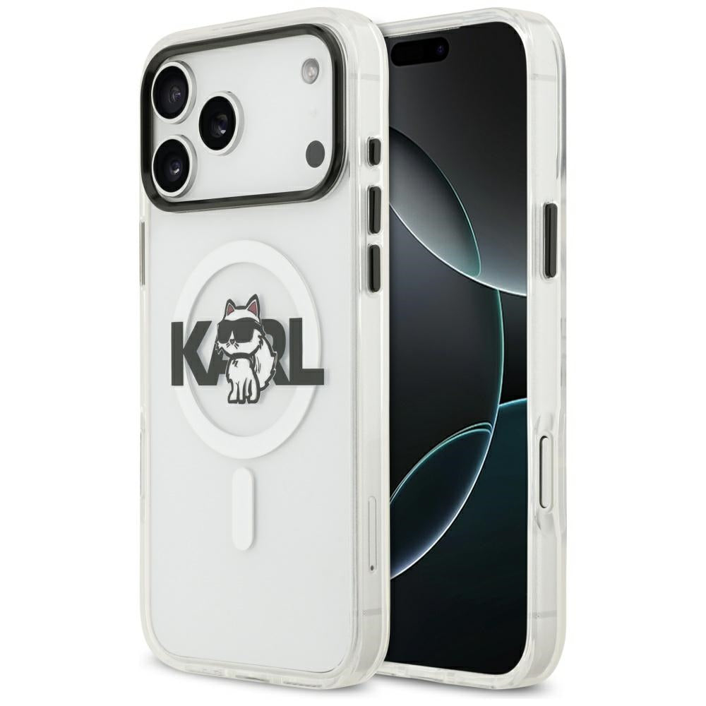 MagSafe-kotelo Apple iPhone 17 Prolle, Karl Lagerfeld, IML Sketch Logo Choupette, Läpinäkyvä