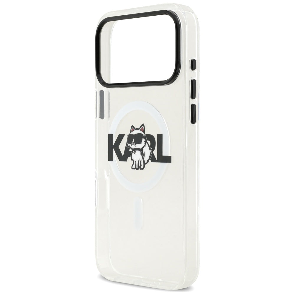 MagSafe-kotelo Apple iPhone 17 Prolle, Karl Lagerfeld, IML Sketch Logo Choupette, Läpinäkyvä