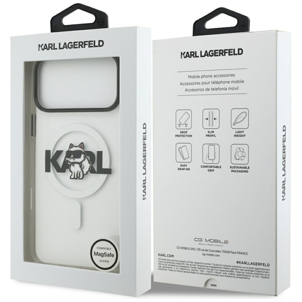 MagSafe-kotelo Apple iPhone 17 Prolle, Karl Lagerfeld, IML Sketch Logo Choupette, Läpinäkyvä