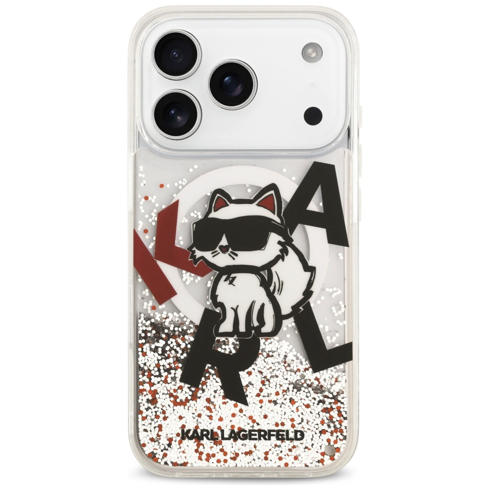 MagSafe-kotelo Apple iPhone 17 Prolle, Karl Lagerfeld, Liquid Glitter Choupette Logo, Läpinäkyvä