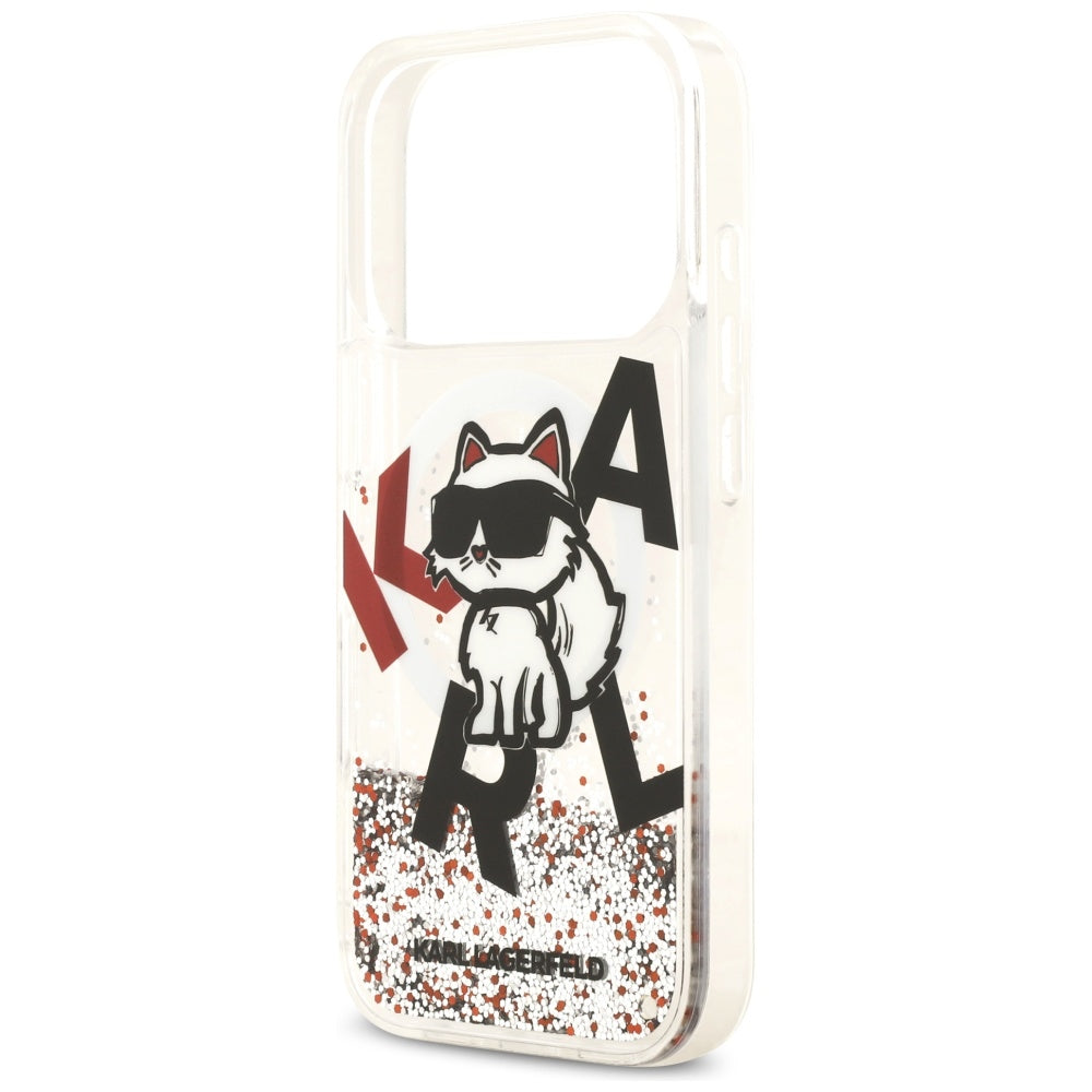 MagSafe-kotelo Apple iPhone 17 Prolle, Karl Lagerfeld, Liquid Glitter Choupette Logo, Läpinäkyvä