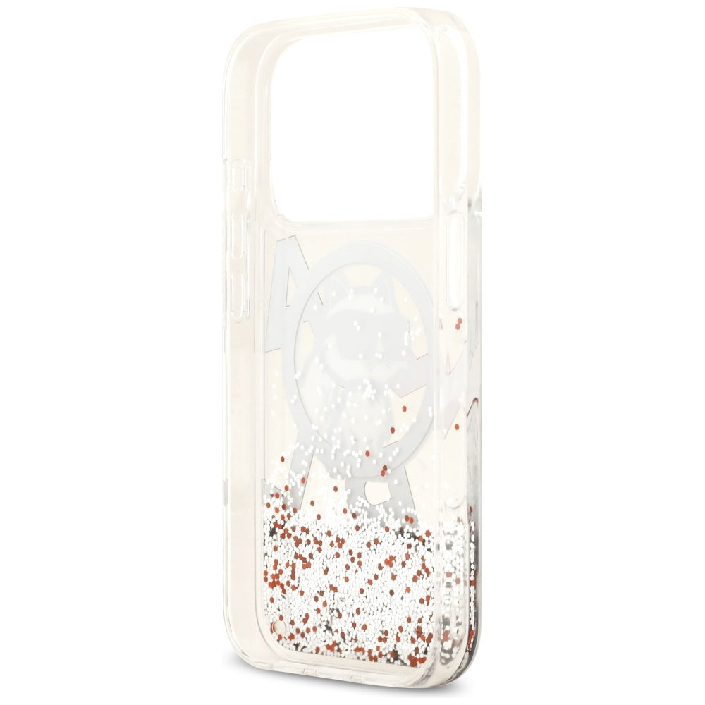 MagSafe-kotelo Apple iPhone 17 Prolle, Karl Lagerfeld, Liquid Glitter Choupette Logo, Läpinäkyvä