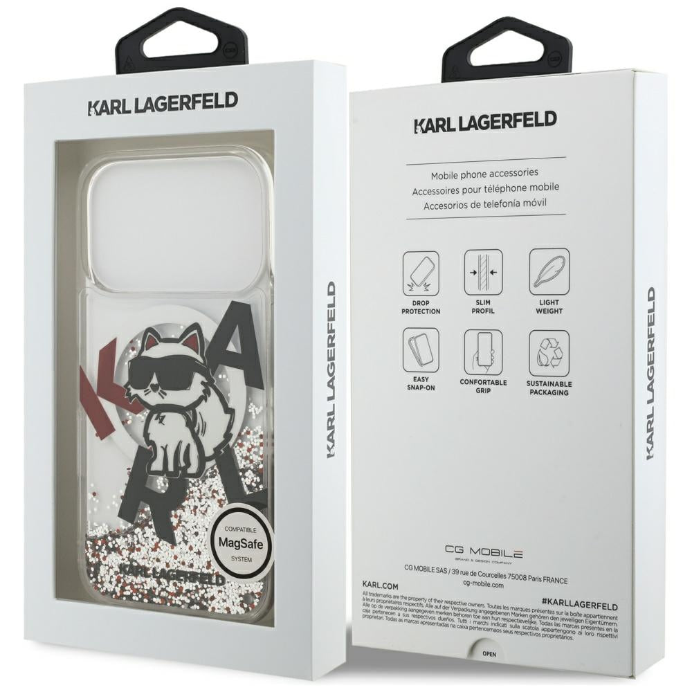MagSafe-kotelo Apple iPhone 17 Prolle, Karl Lagerfeld, Liquid Glitter Choupette Logo, Läpinäkyvä
