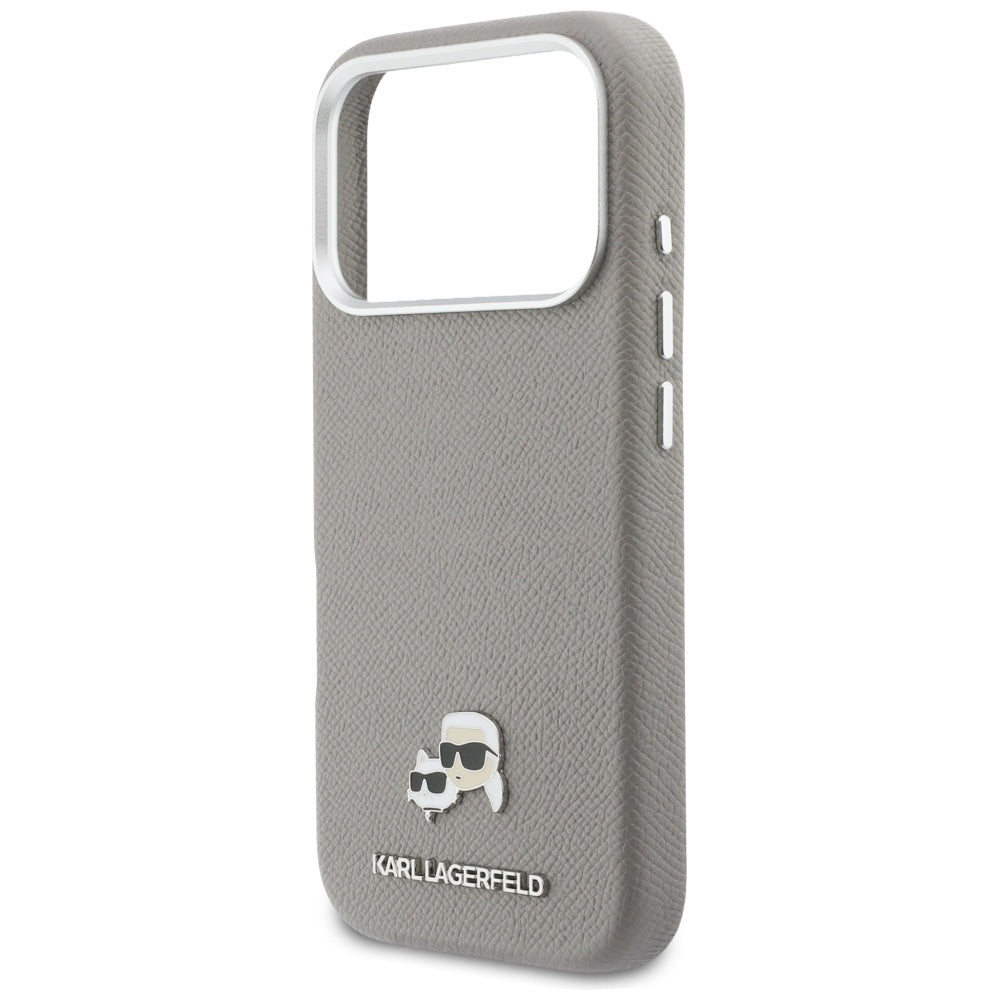 MagSafe-kotelo Apple iPhone 17 Prolle, Karl Lagerfeld, Saffiano Karl & Choupette Pins, Harmaa