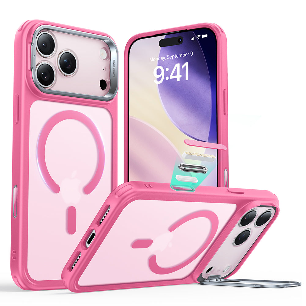 MagSafe-kotelo Apple iPhone 17 Pro Maxille, ESR, Classic Hybrid Kickstand, Satinoitu Vaaleanpunainen