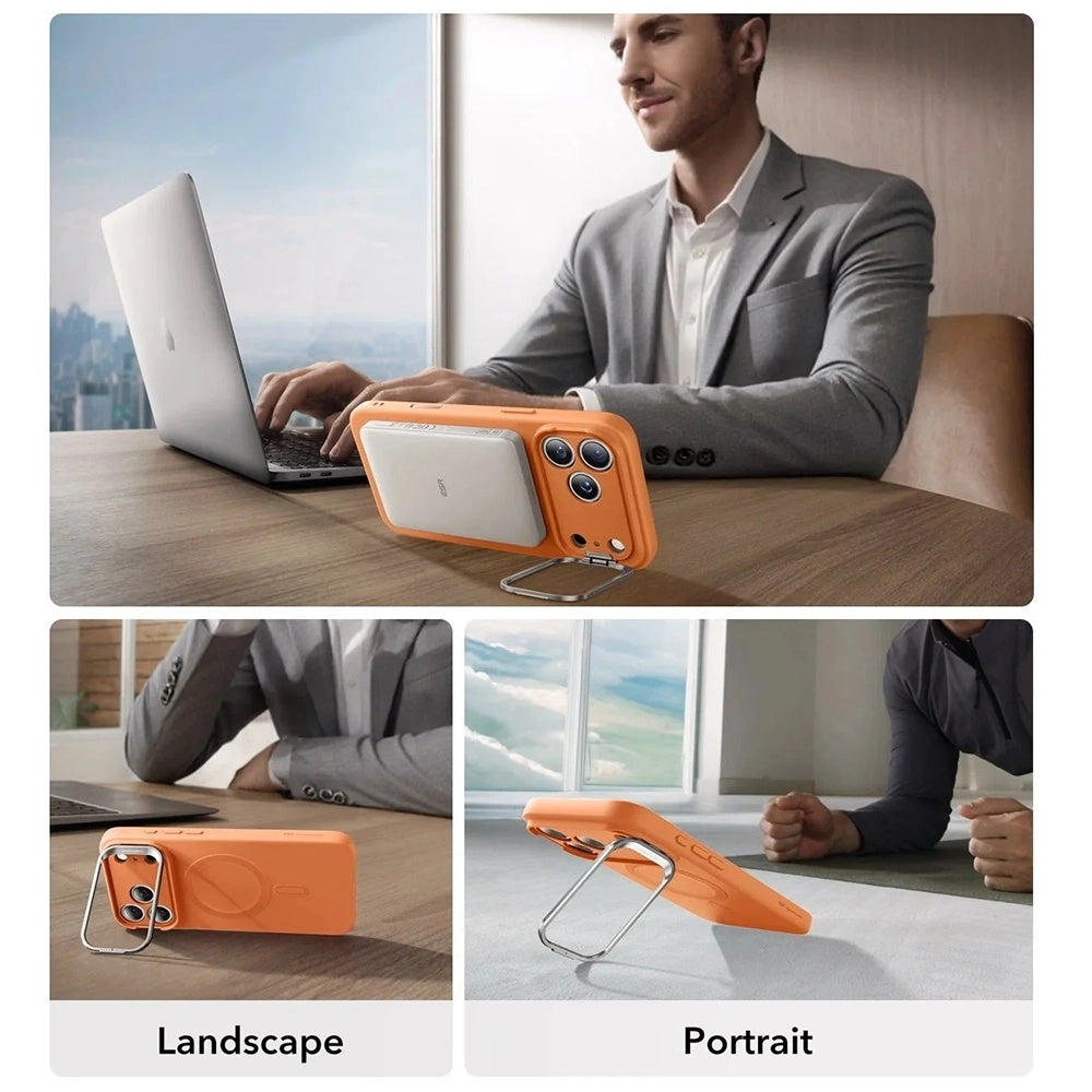 MagSafe-kotelo Apple iPhone 17 Pro Maxille, ESR, Cloud Soft Kickstand, Oranssi