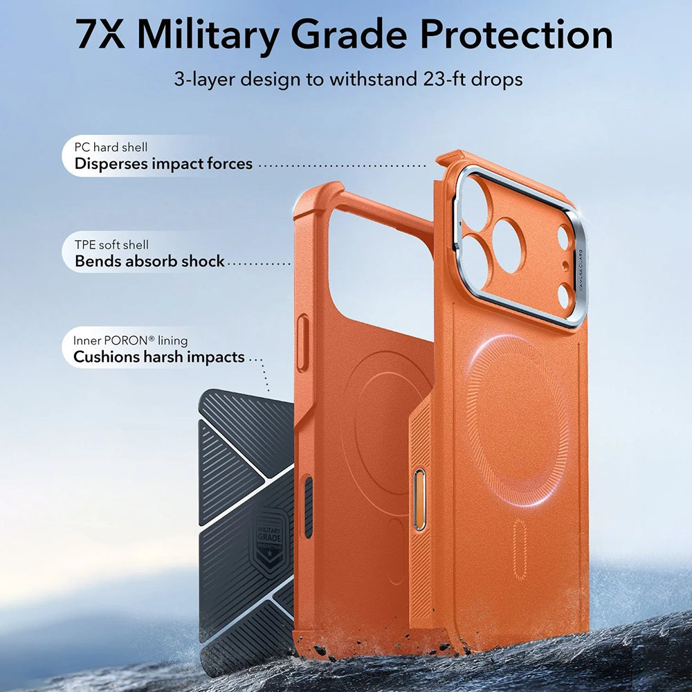 MagSafe-kotelo Apple iPhone 17 Pro Maxille, ESR, Cyber Armor Kickstand, Oranssi