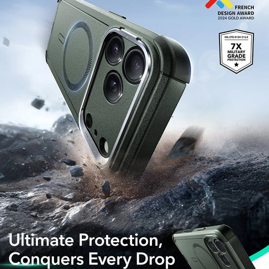MagSafe-kotelo Apple iPhone 17 Pro Maxille, ESR, Cyber Armor Kickstand, Vihreä