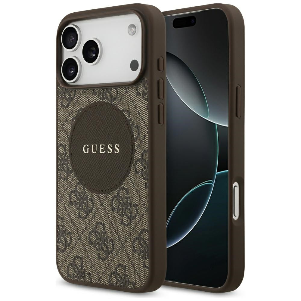 MagSafe-kotelo Apple iPhone 17 Pro Maxille, Guess, 4G Circle Classic Logo, Ruskea