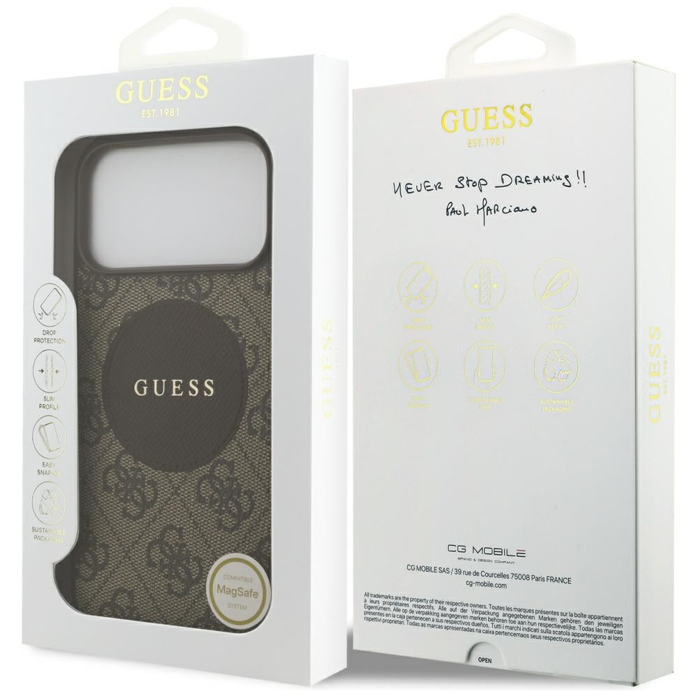 MagSafe-kotelo Apple iPhone 17 Pro Maxille, Guess, 4G Circle Classic Logo, Ruskea