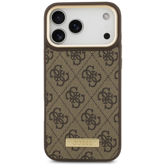 MagSafe-kotelo Apple iPhone 17 Pro Maxille, Guess, 4G Logo Plate, Ruskea