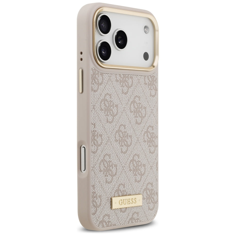 MagSafe-kotelo Apple iPhone 17 Pro Maxille, Guess, 4G Logo Plate, Pinkki