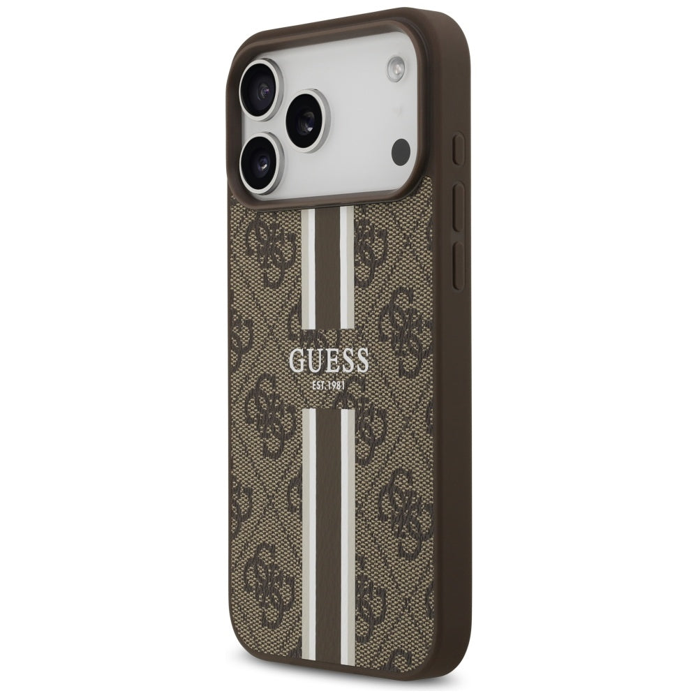 MagSafe-kotelo Apple iPhone 17 Pro Maxille, Guess, 4G Printed Stripes, Ruskea