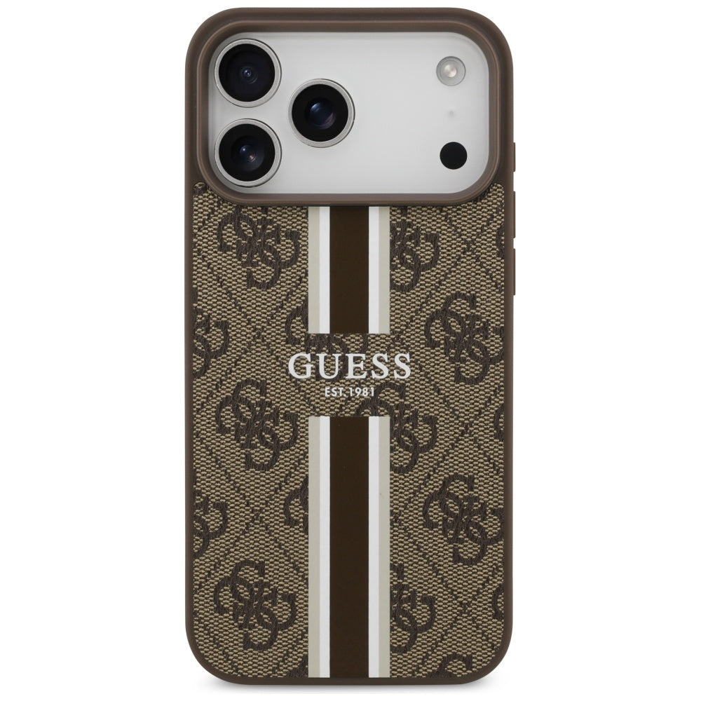 MagSafe-kotelo Apple iPhone 17 Pro Maxille, Guess, 4G Printed Stripes, Ruskea