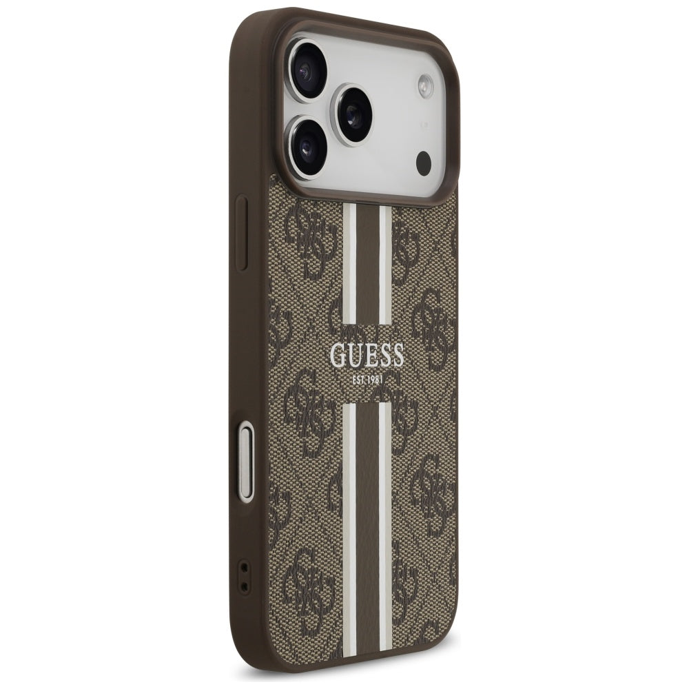 MagSafe-kotelo Apple iPhone 17 Pro Maxille, Guess, 4G Printed Stripes, Ruskea
