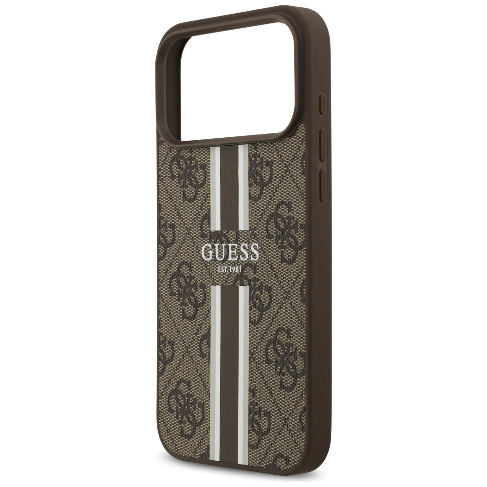 MagSafe-kotelo Apple iPhone 17 Pro Maxille, Guess, 4G Printed Stripes, Ruskea