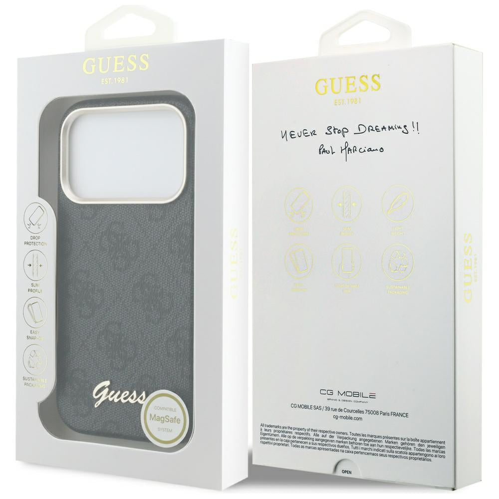MagSafe-kotelo Apple iPhone 17 Pro Maxille, Guess, 4G Script Logo, Musta