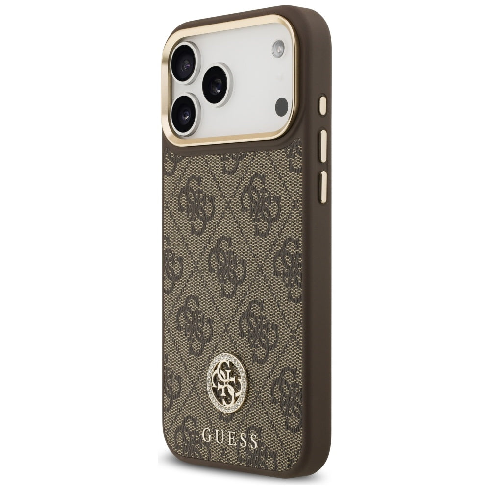 MagSafe-kotelo Apple iPhone 17 Pro Maxille, Guess, 4G Strass -logo, Ruskea