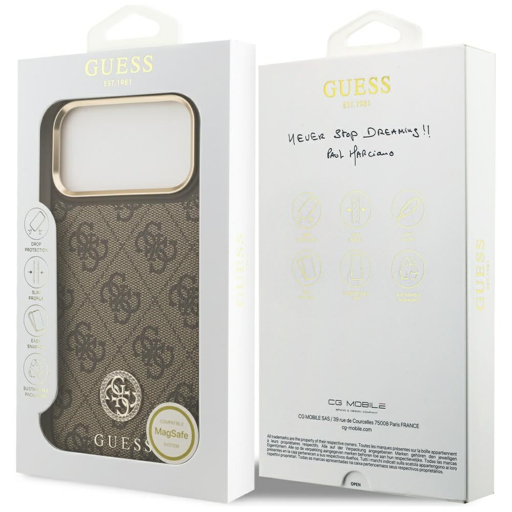 MagSafe-kotelo Apple iPhone 17 Pro Maxille, Guess, 4G Strass -logo, Ruskea