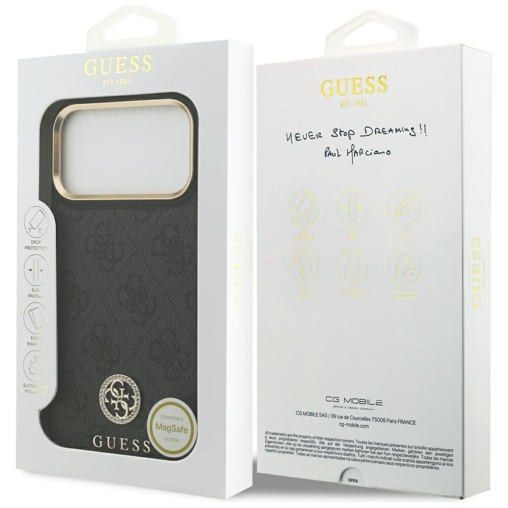 MagSafe-kotelo Apple iPhone 17 Pro Maxille, Guess, 4G Strass -logo, Musta
