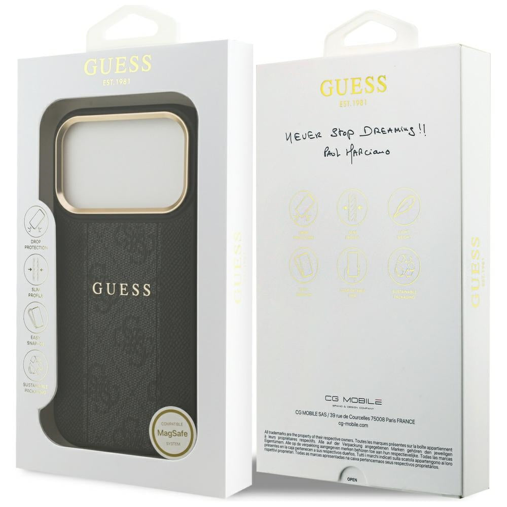 MagSafe-kotelo Apple iPhone 17 Pro Maxille, Guess, 4G Stripe, Musta
