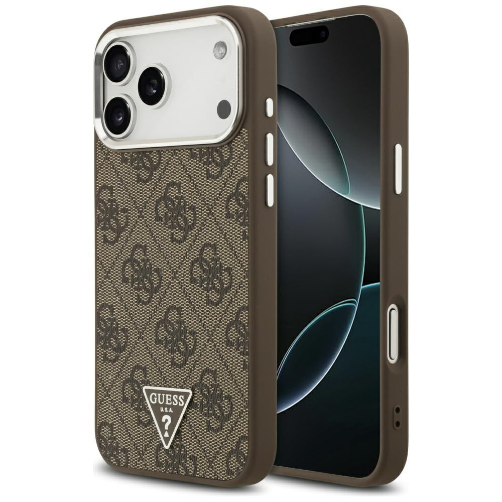 MagSafe-kotelo Apple iPhone 17 Pro Maxille, Guess, 4G Triangle Logo, Ruskea