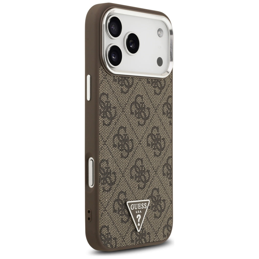 MagSafe-kotelo Apple iPhone 17 Pro Maxille, Guess, 4G Triangle Logo, Ruskea