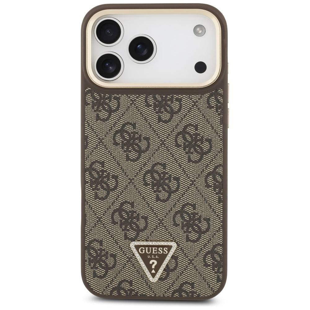 MagSafe-kotelo Apple iPhone 17 Pro Maxille, Guess, 4G Triangle Logo, Kultainen Ruskea