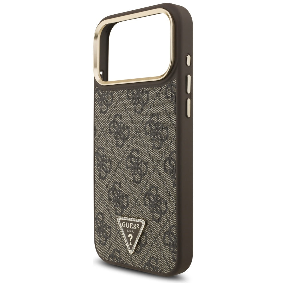 MagSafe-kotelo Apple iPhone 17 Pro Maxille, Guess, 4G Triangle Logo, Kultainen Ruskea