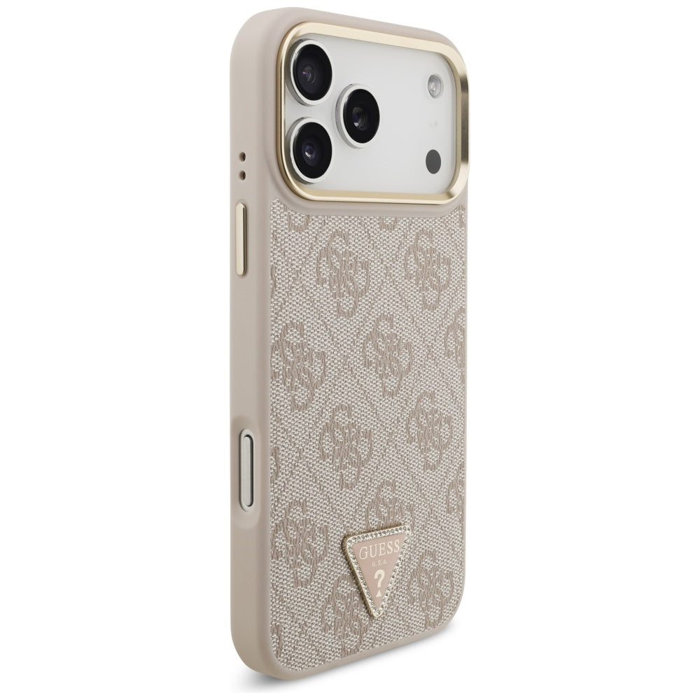 MagSafe-kotelo Apple iPhone 17 Pro Maxille, Guess, 4G kolmion logo isolla hihnalla, Pinkki
