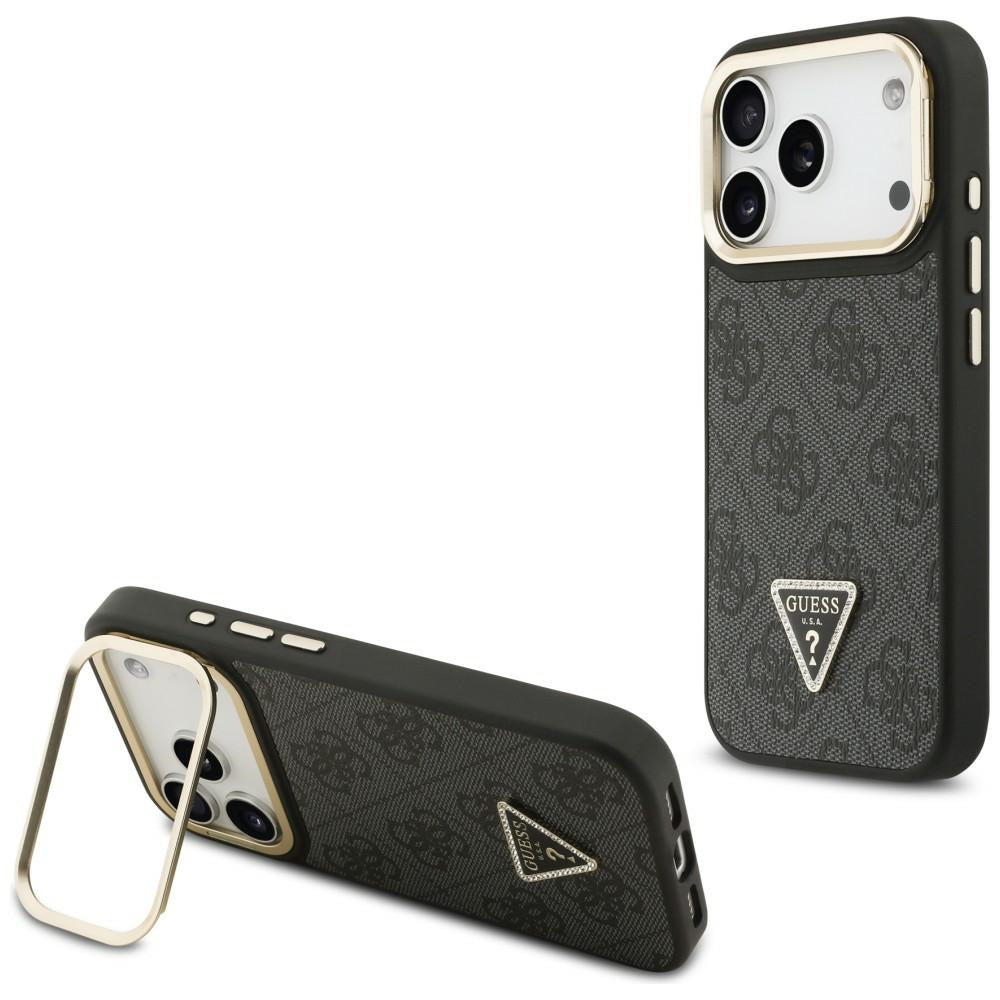 MagSafe-kotelo Apple iPhone 17 Pro Maxille, Guess, 4G Triangle Logo with Stand Camera, Musta Kulta