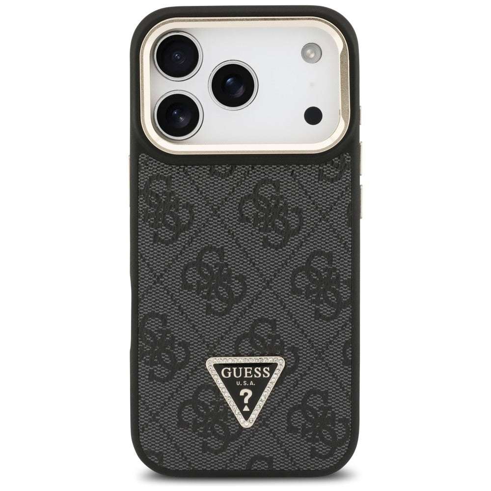 MagSafe-kotelo Apple iPhone 17 Pro Maxille, Guess, 4G Triangle Logo with Stand Camera, Musta Kulta