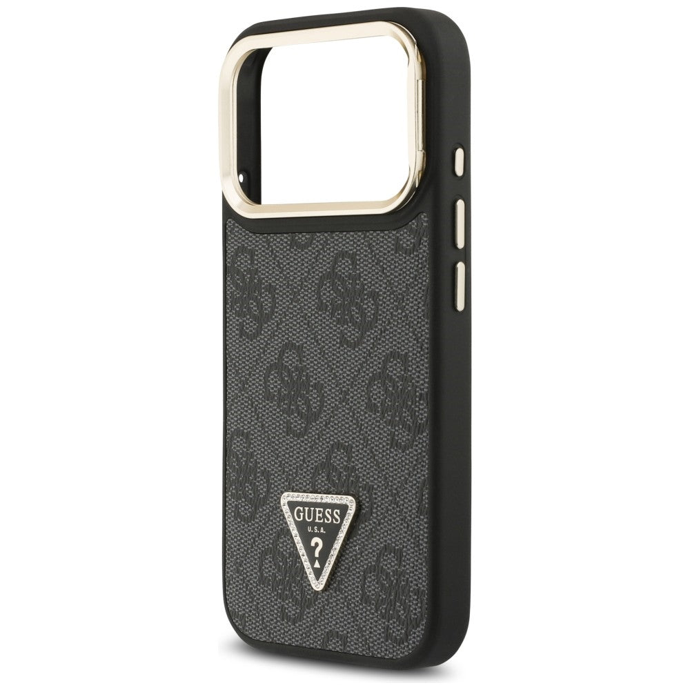 MagSafe-kotelo Apple iPhone 17 Pro Maxille, Guess, 4G Triangle Logo with Stand Camera, Musta Kulta