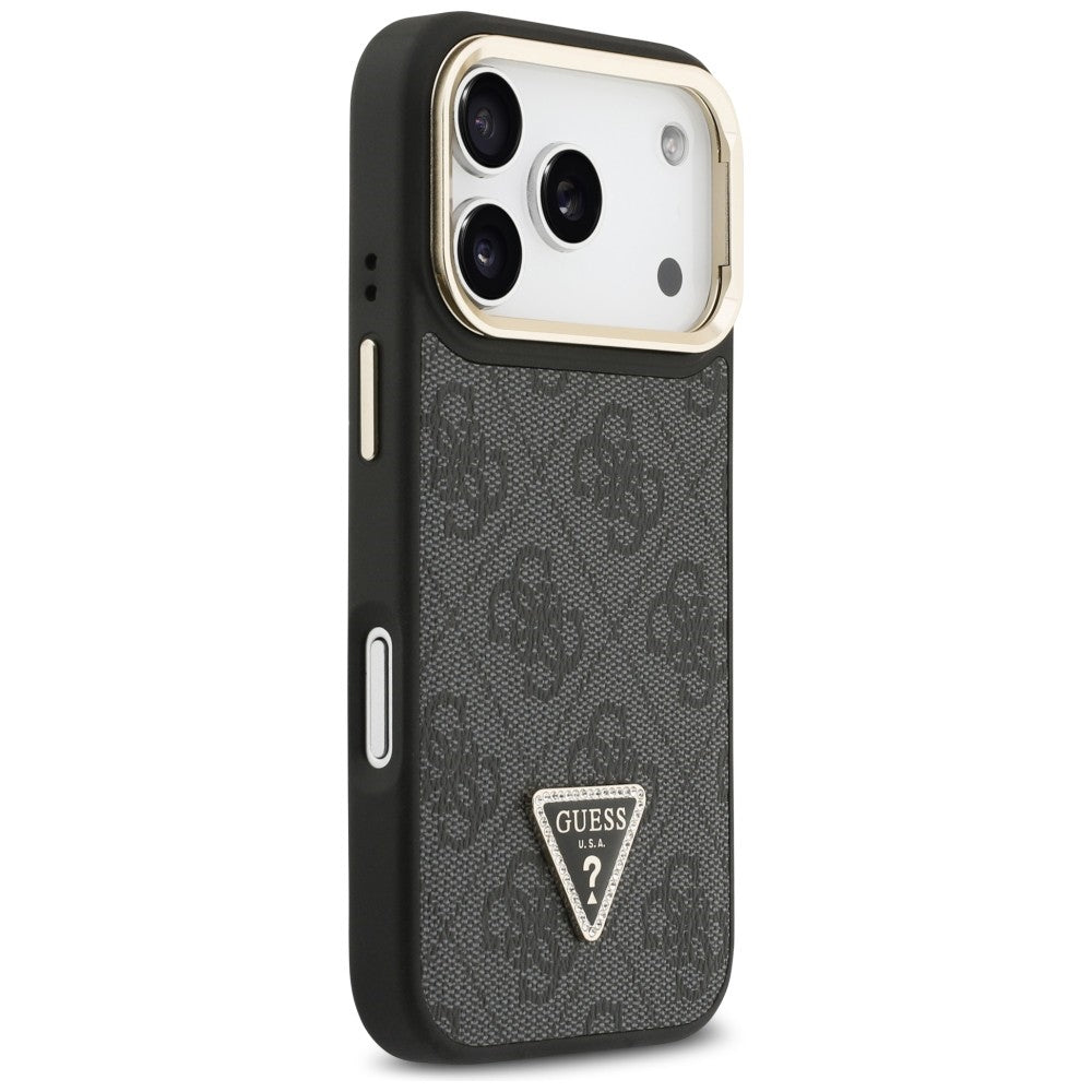MagSafe-kotelo Apple iPhone 17 Pro Maxille, Guess, 4G Triangle Logo with Stand Camera, Musta Kulta
