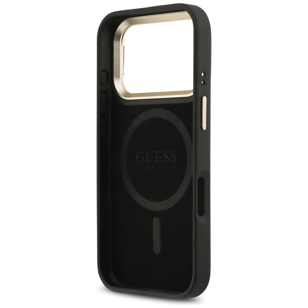 MagSafe-kotelo Apple iPhone 17 Pro Maxille, Guess, 4G Triangle Logo with Stand Camera, Musta Kulta