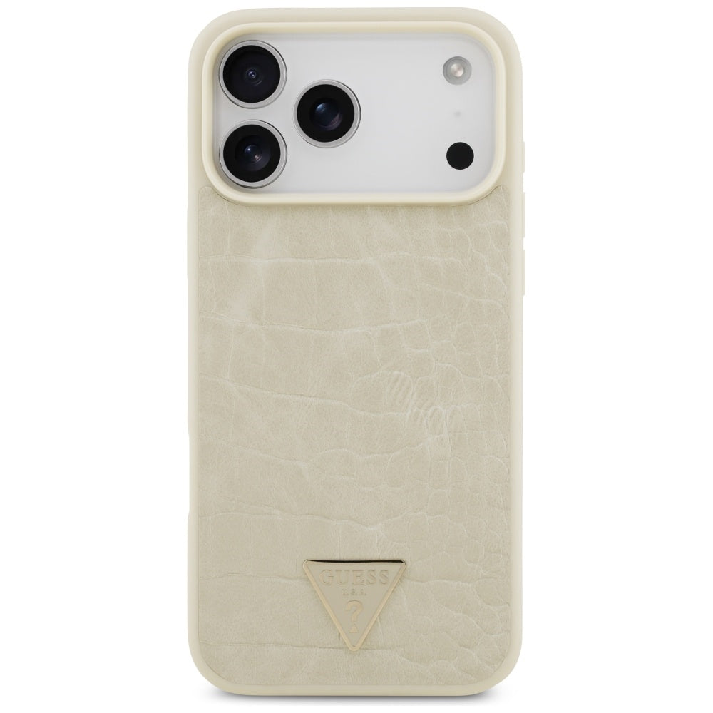 MagSafe-kotelo Apple iPhone 17 Pro Maxille, Guess, Croco Triangle Logo, Kultainen